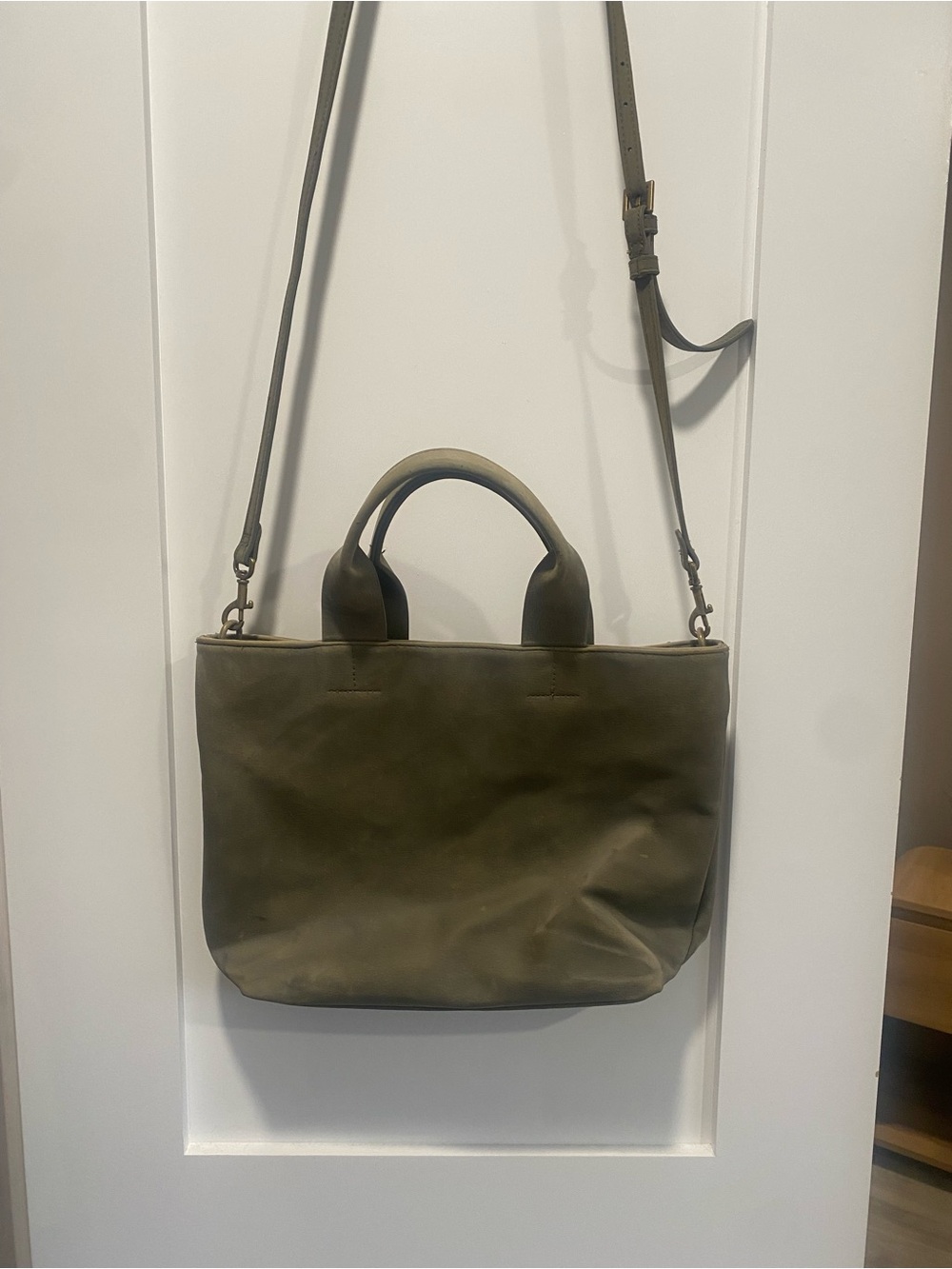 Universal Thread Olive Tote with Top Handles and Adjustable Strap